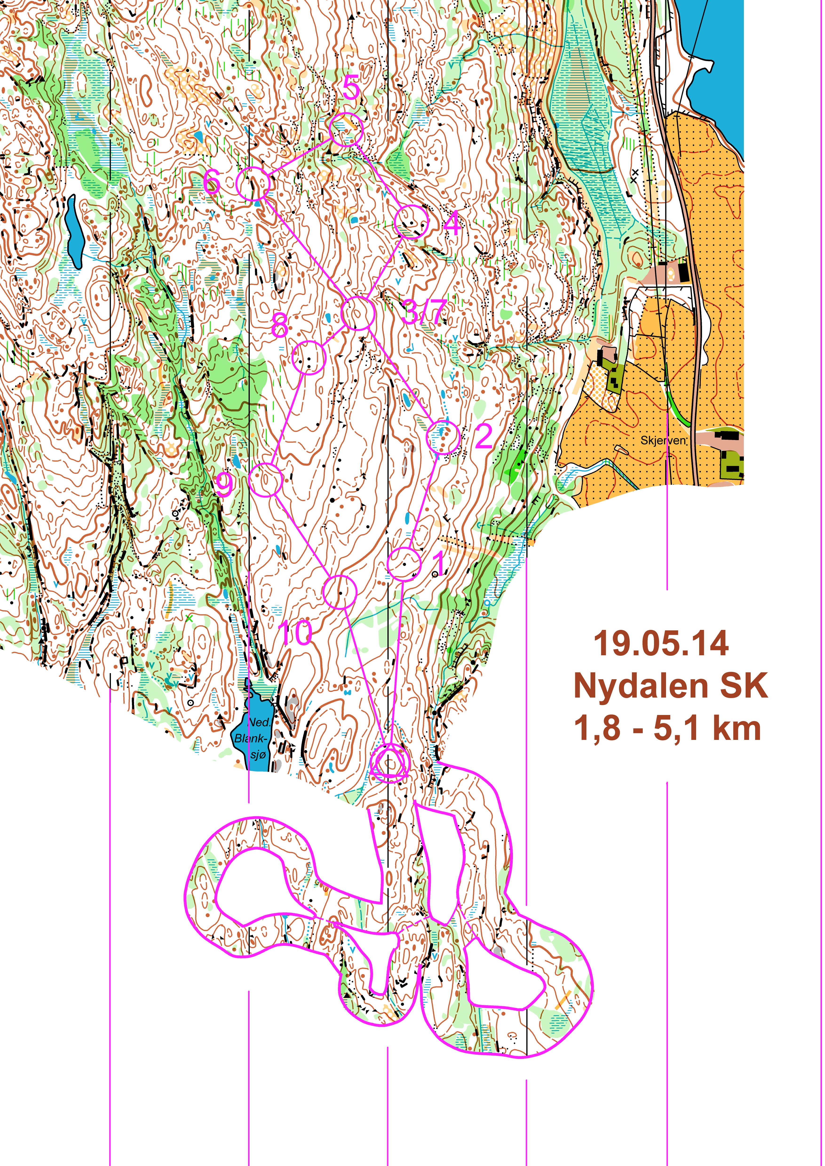Nydalen Mandagstrening Korridor/ Høydekurve (2014-05-19)