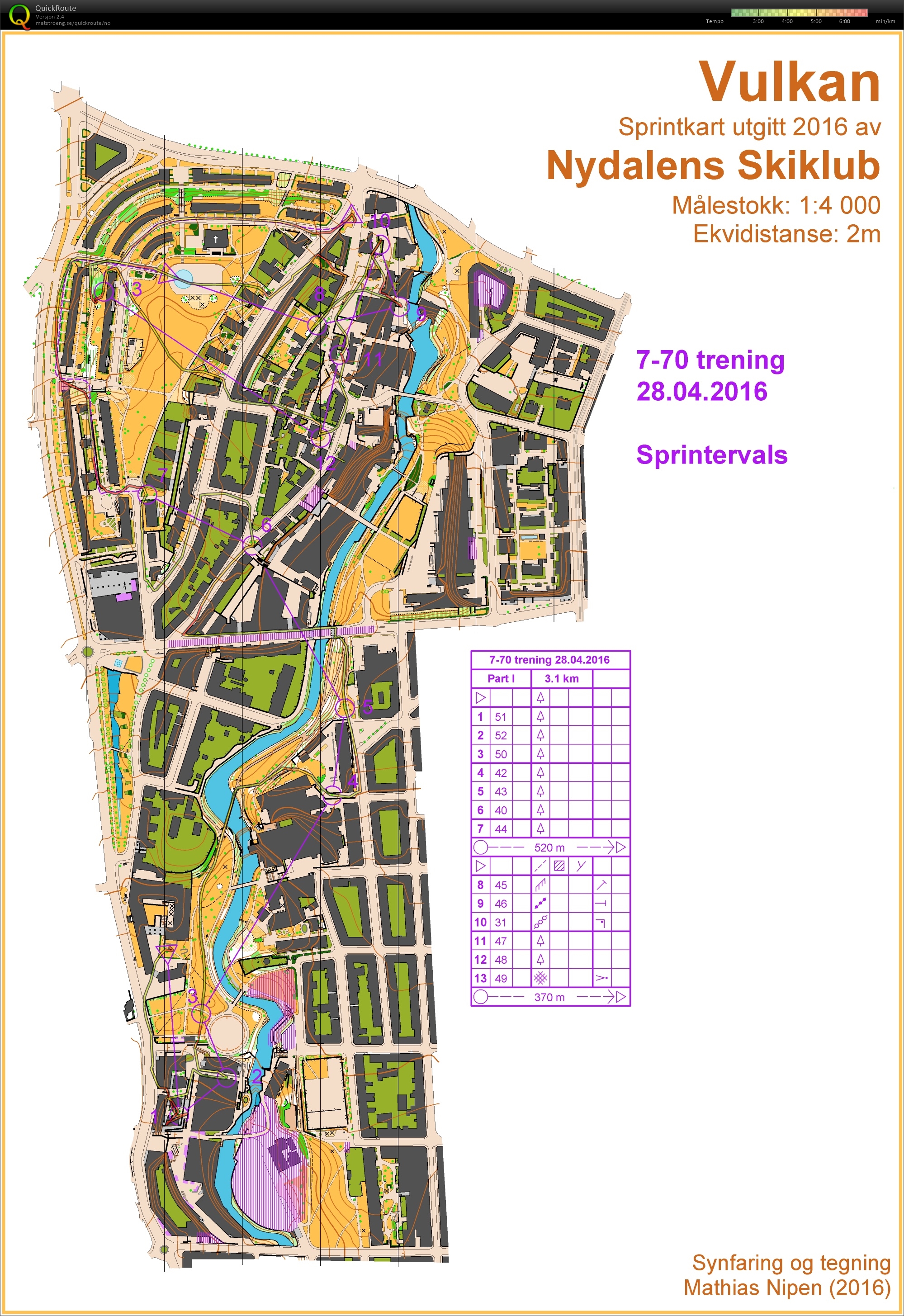 Sprintintervaller Vulkan 7-70-trening del 1 (28-04-2016)