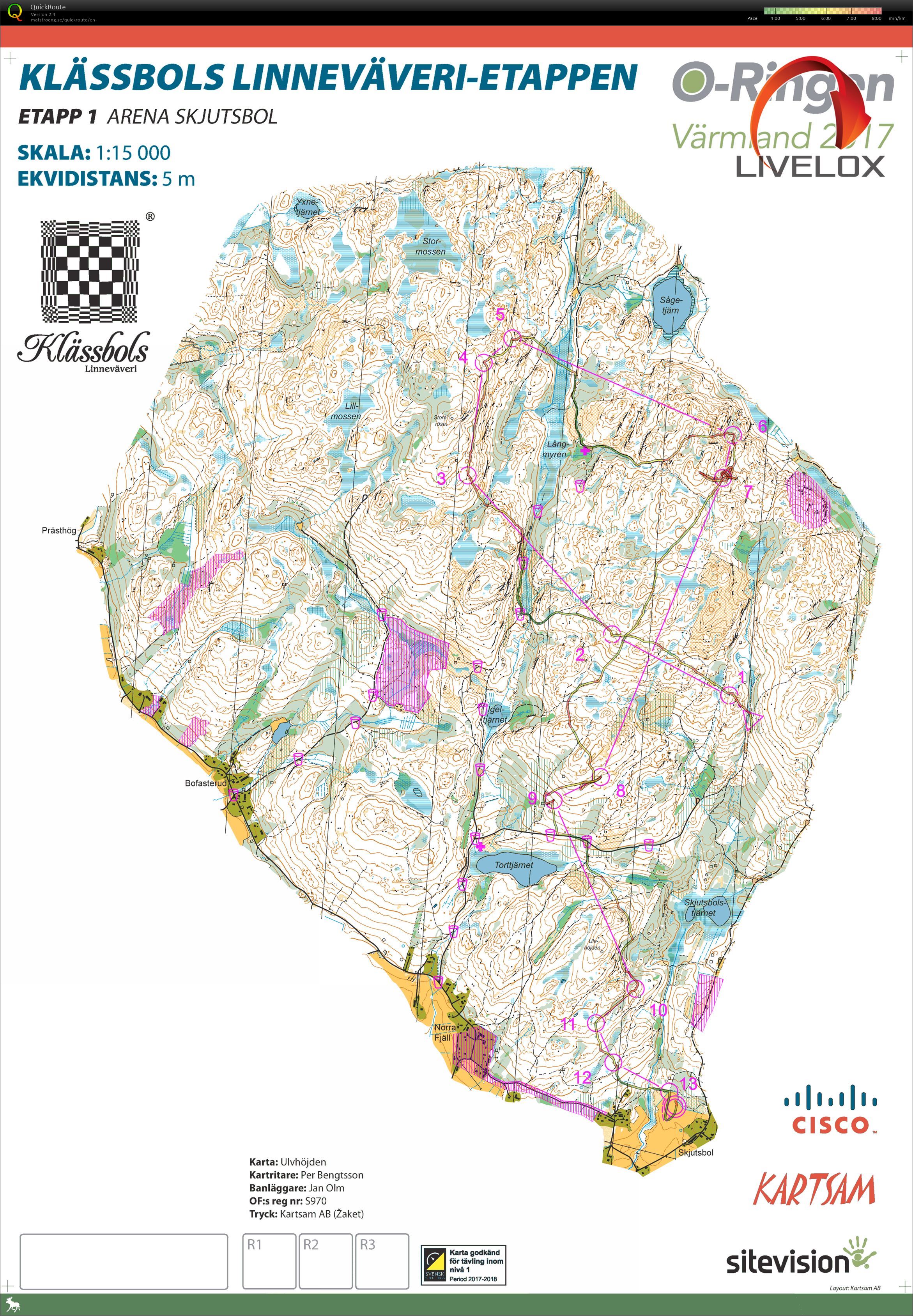 O-ringen etappe 1 Klässbols Linneväveri-etappen (23.07.2017)